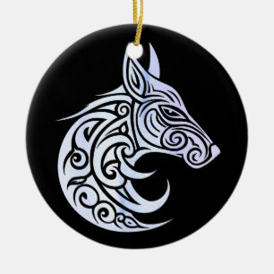 Keltischer Nordischer Winterfuchs Keramik Ornament