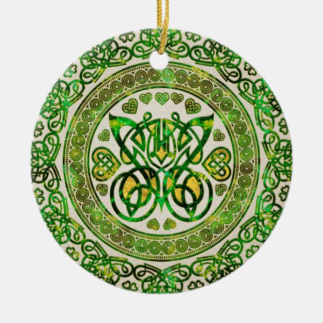 Keltischer Schmetterling - Rundschmuck - Grün und  Keramik Ornament (Vorne)