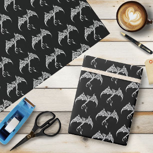 Keltischer Stammesdrache Knotenwerk Schwarz Weiß F Geschenkpapier