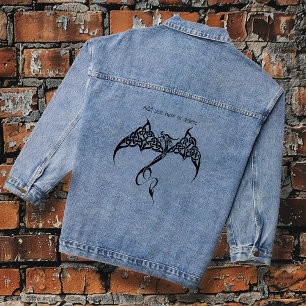 Keltischer Stammesdrache Knotenwerk Schwarz Weiß F Jeansjacke