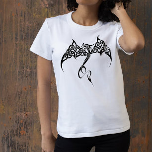 Keltischer Stammesdrache Knotenwerk Schwarz Weiß F T-Shirt