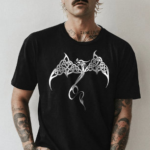 Keltischer Stammesdrache Knotenwerk Schwarz Weiß F T-Shirt