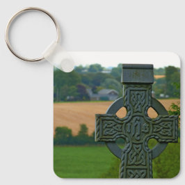Keltischer Stein-Kreuz in Irland, irische Flagge Schlüsselanhänger
