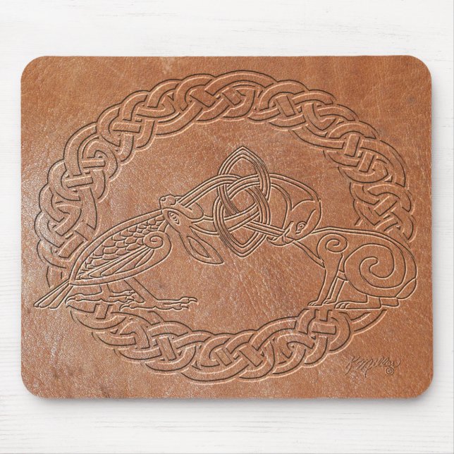 Keltischer Vogel und Hase mit Rahmen Mousepad (Vorne)