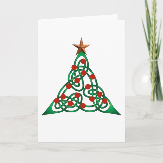 keltischer Weihnachtsbaum Feiertagskarte (Vorderseite)