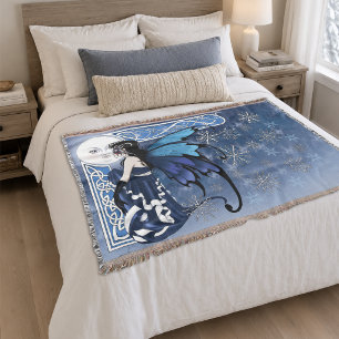 Keltischer Wintermond Fee Blaue Schneeflocken Fant Decke