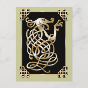 Keltischer Wolf - Schwarzer Hintergrund Postkarte