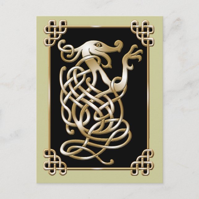 Keltischer Wolf - Schwarzer Hintergrund Postkarte (Vorderseite)