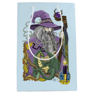 Keltischer Zauberer-Drache Fantasy Lila Mittlere Geschenktüte