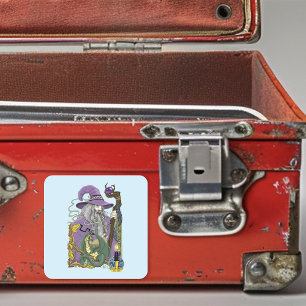 Keltischer Zauberer Drache Fantasy Lila Quadratischer Aufkleber