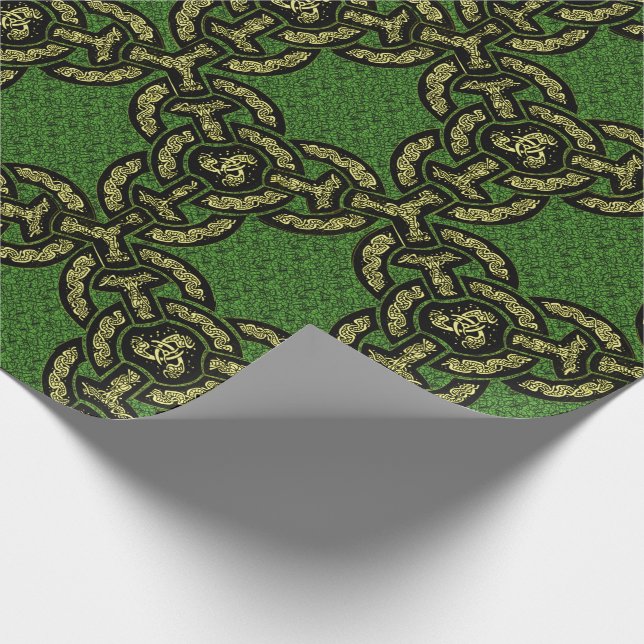 Keltisches Drache-Ketten-Grün Geschenkpapier (Ecke)