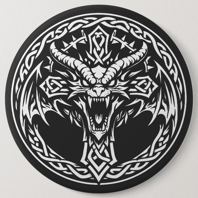 Keltisches Drachen-Emblem von BurnsInHell Button (Vorderseite)