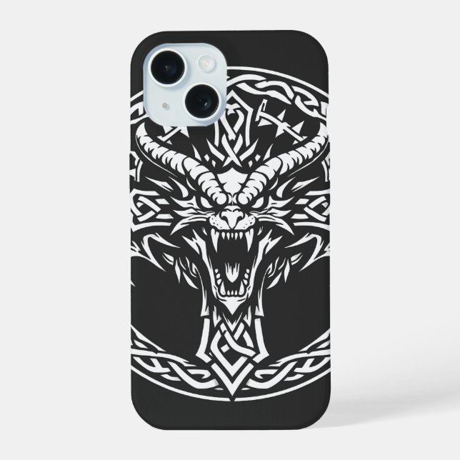 Keltisches Drachen-Emblem von BurnsInHell iPhone 15 Hülle (Rückseite)