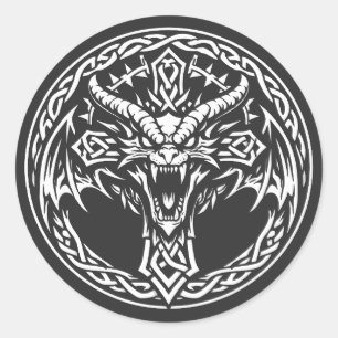 Keltisches Drachen-Emblem von BurnsInHell Runder Aufkleber
