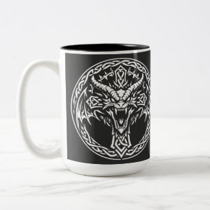 Keltisches Drachen-Emblem von BurnsInHell Zweifarbige Tasse