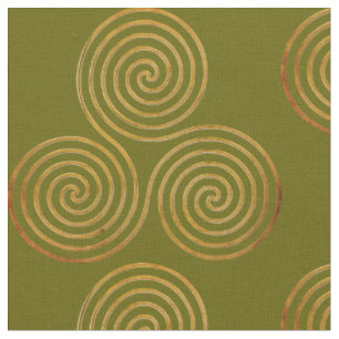 Keltisches dreifaches Spirale eine Linie Gold Stoff