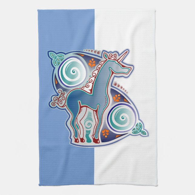 Keltisches Einhorn Geschirrtuch (Vertikal)