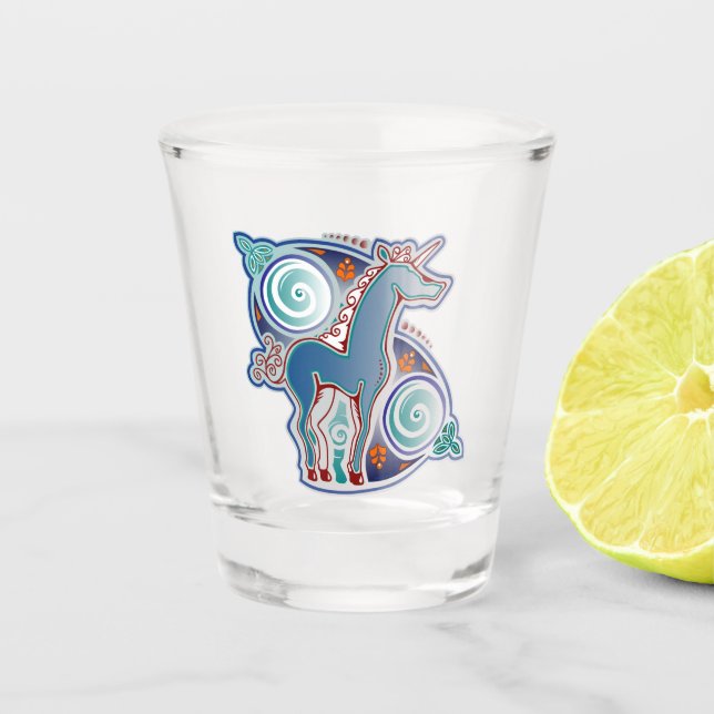 Keltisches Einhorn Schnapsglas (Vorderseite)