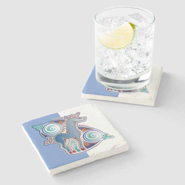 Keltisches Einhorn Steinuntersetzer (Seitenansicht)