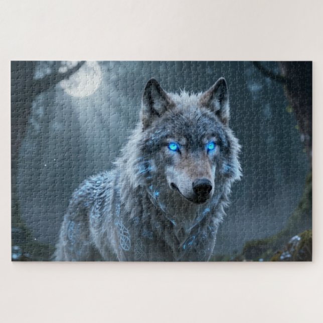Keltisches Geisttier-Wolf-Puzzle (Horizontal)