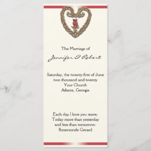 Keltisches Herz mit Rote Rose Hochzeits-Programm Programm