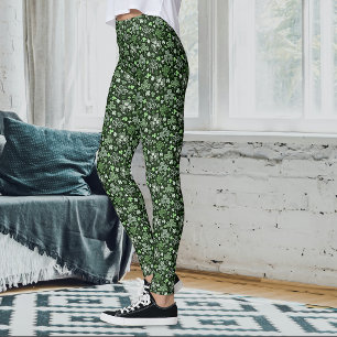 Keltisches Kleeblattmuster Grüne Irische Herzen Leggings