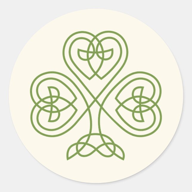 Keltisches Knoten-Kleeblatt-Hochzeits-Elfenbein Runder Aufkleber (Vorderseite)
