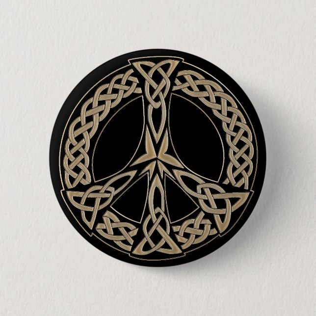 Keltisches Knoten-Muster-Friedenszeichen Button (Vorderseite)