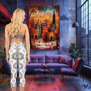 Keltisches Knotendesign in Oliv, Beige und Grün Capri Leggings