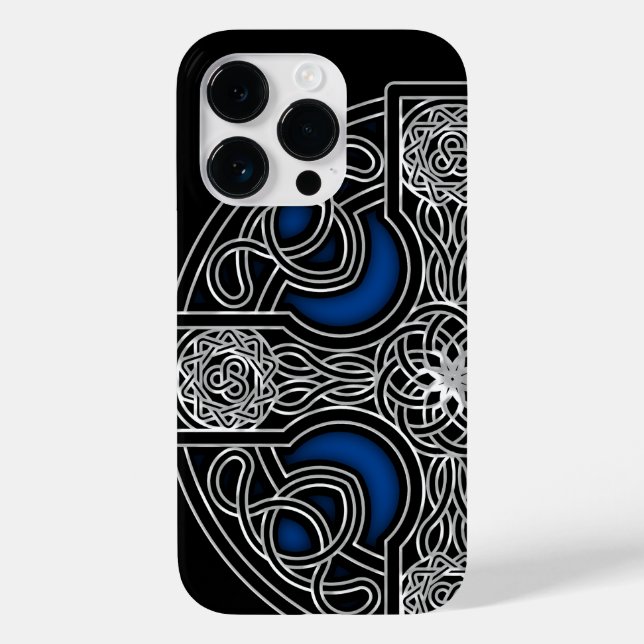 Keltisches Kreuz blau Case-Mate iPhone 14 Pro Hülle (Rückseite)