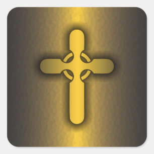 Keltisches Kreuz (Gold) Quadratischer Aufkleber
