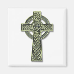 Keltisches Kreuz - Grüner Stein Magnet