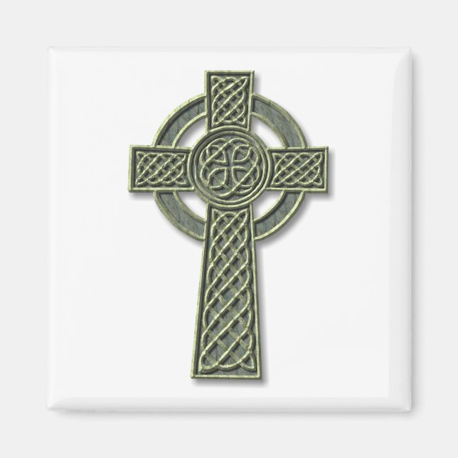 Keltisches Kreuz - Grüner Stein Magnet (Vorne)