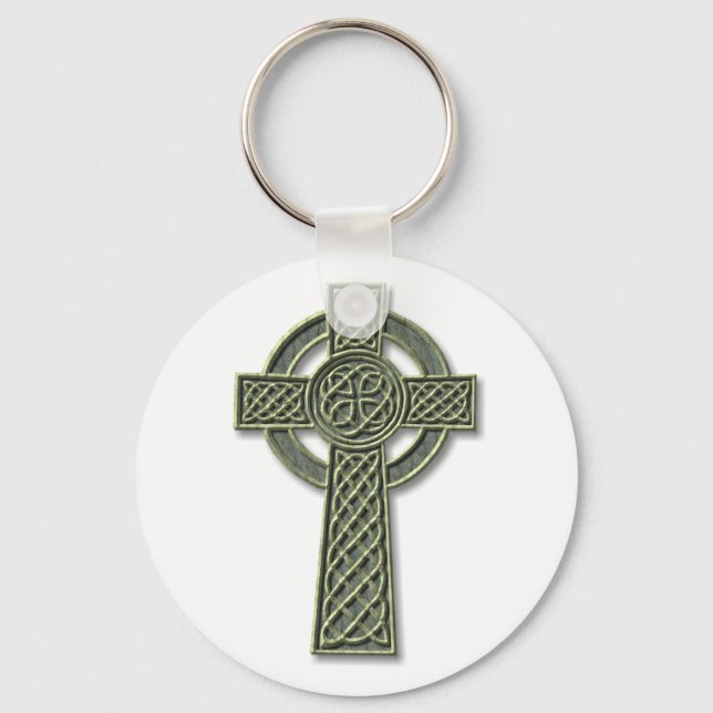 Keltisches Kreuz - Grüner Stein Schlüsselanhänger (Vorderseite)