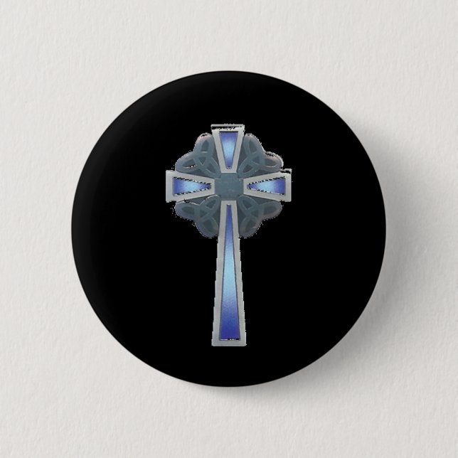 Keltisches Kreuz im Blau - Knopf Button (Vorderseite)