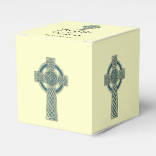 Keltisches Kreuz in Aquamariner und Elfenbeinküste Geschenkschachtel