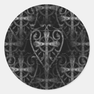 keltisches Kreuz in herzgotischer Kryptür Runder Aufkleber