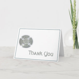 Keltisches Kreuz in Silber und Weiß Danke