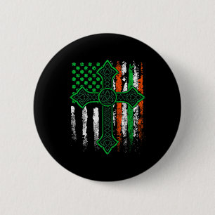 Keltisches Kreuz irisch-amerikanische Flagge St. P Button
