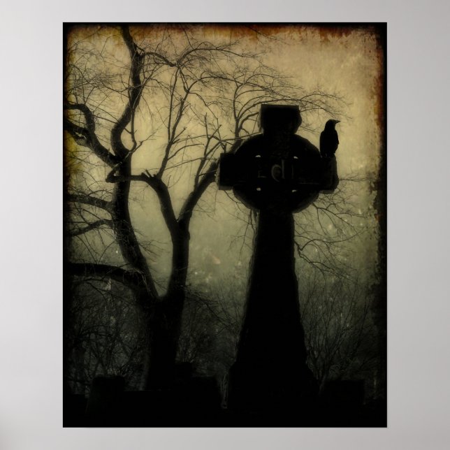 keltisches Kreuz mit Crow Poster (Vorne)