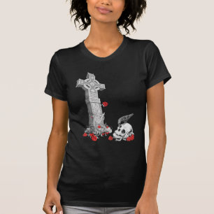 Keltisches Kreuz, Rabe und Schädel T-Shirt