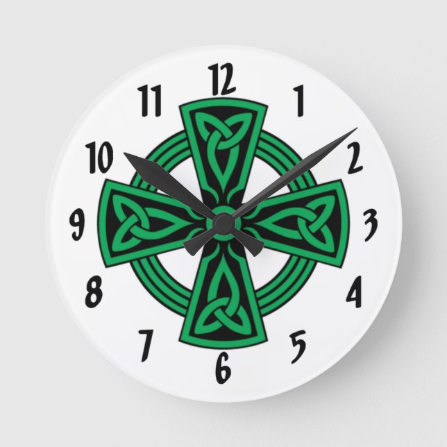 Keltisches Kreuz Runde Wanduhr (Vorderseite)