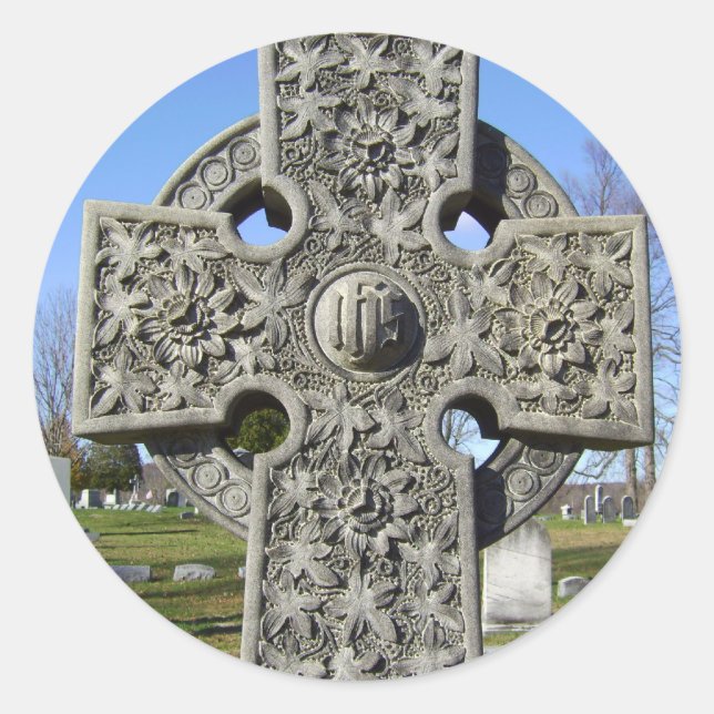 keltisches Kreuz Runder Aufkleber (Vorderseite)