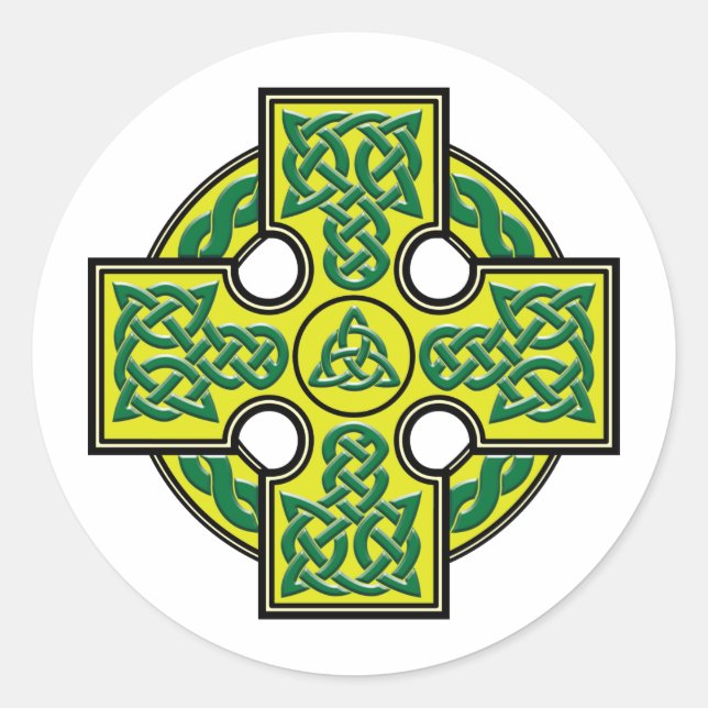 keltisches Kreuz Runder Aufkleber (Vorderseite)