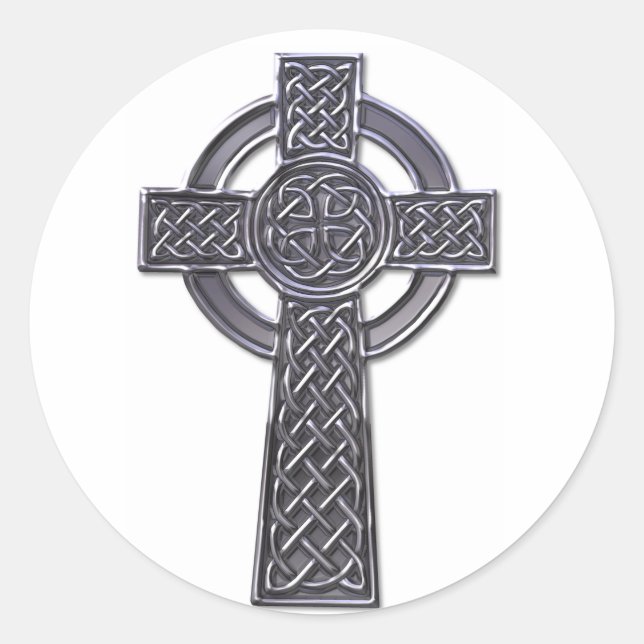 Keltisches Kreuz - Silber Runder Aufkleber (Vorderseite)