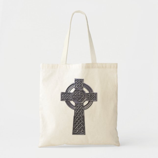 Keltisches Kreuz - Silber Tragetasche (Vorne)