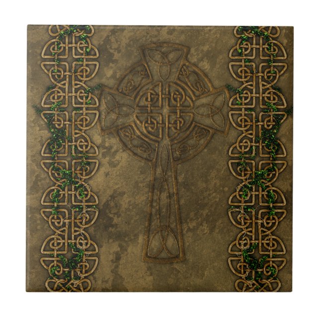 Keltisches Kreuz und keltische Knoten Fliese (Vorderseite)