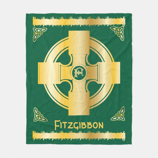 Keltisches Kreuz und Knoten Buchstaben F Monogramm Fleecedecke (Vorderseite)