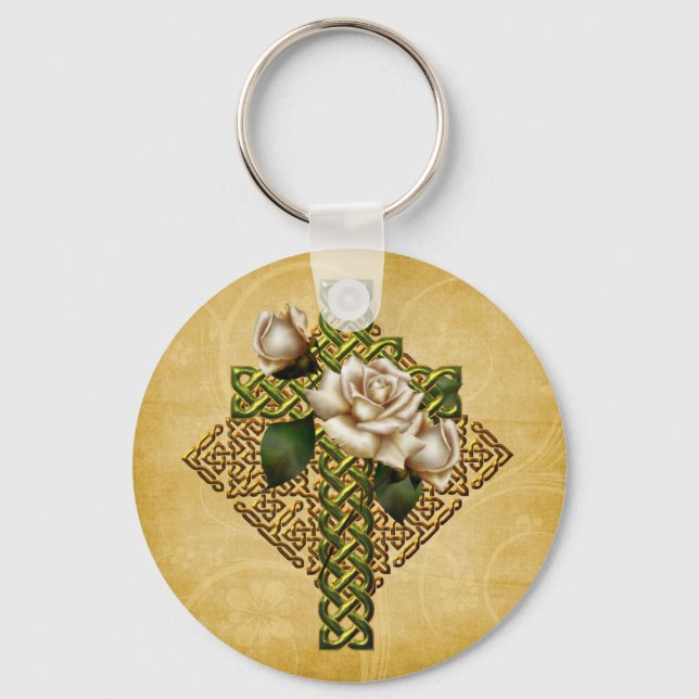Keltisches Kreuz und Rose Schlüsselanhänger (Vorderseite)