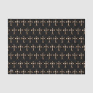Keltisches Kreuz und Schädel (Gold) Seidenpapier